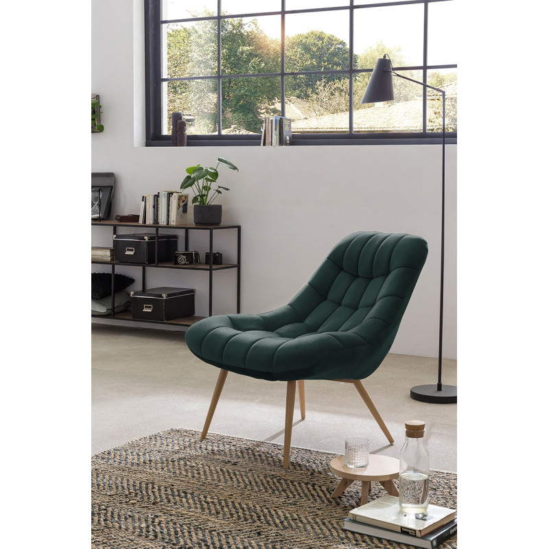 Fauteuil relax vert sapin velours...