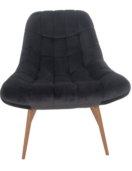 Fauteuil relax gris anthracite velours pieds effet bois 76x87x85,5 cm Rauma