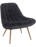 Fauteuil relax gris anthracite velours pieds effet bois 76x87x85,5 cm Rauma