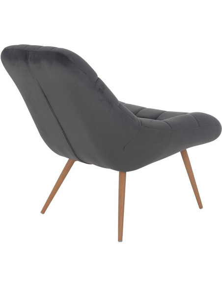 Fauteuil relax gris anthracite velours pieds effet bois 76x87x85,5 cm Rauma