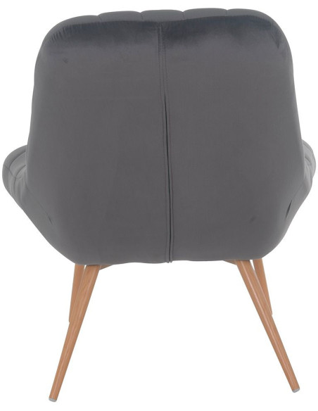 Fauteuil relax gris anthracite velours pieds effet bois 76x87x85,5 cm Rauma