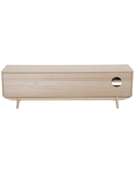 Meuble TV cannage bois naturel 2 portes 150x36x45 cm Leksand