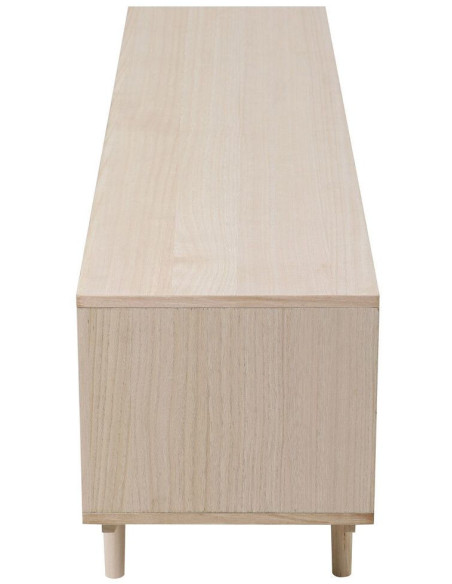 Meuble TV cannage bois naturel 2 portes 150x36x45 cm Leksand