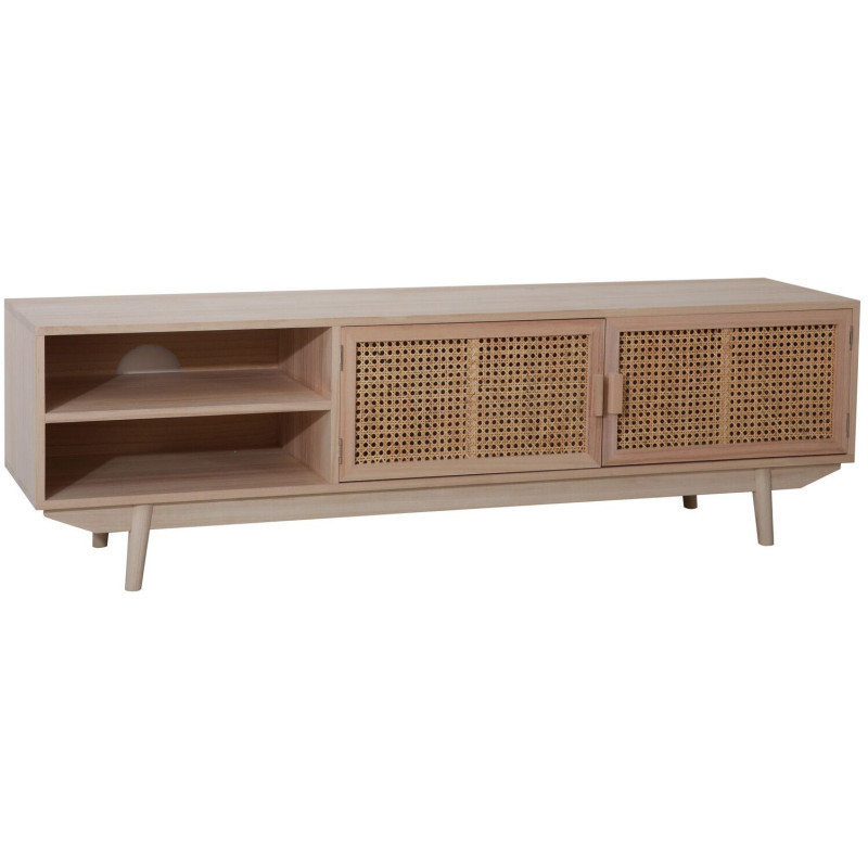 Meuble TV cannage bois naturel 2...