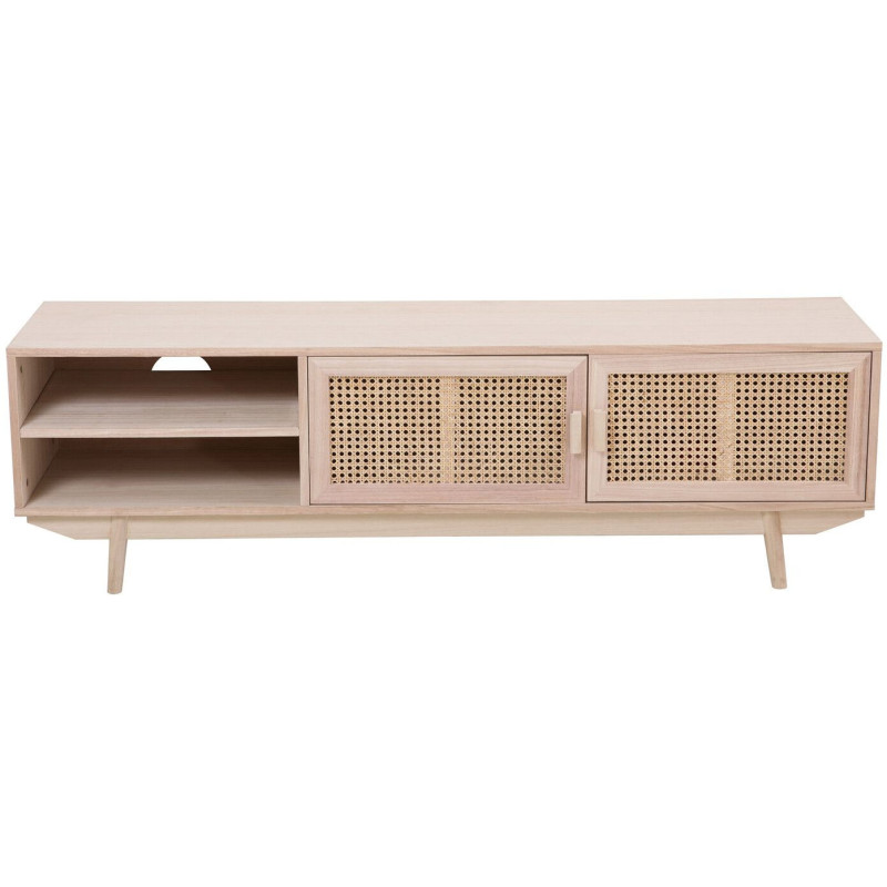 Meuble TV cannage bois naturel 2...