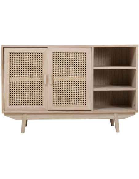 Buffet cannage bois naturel 2 portes 100x36x65 cm Leksand