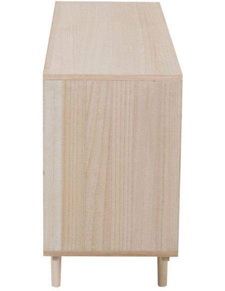 Buffet cannage bois naturel 2 portes 100x36x65 cm Leksand