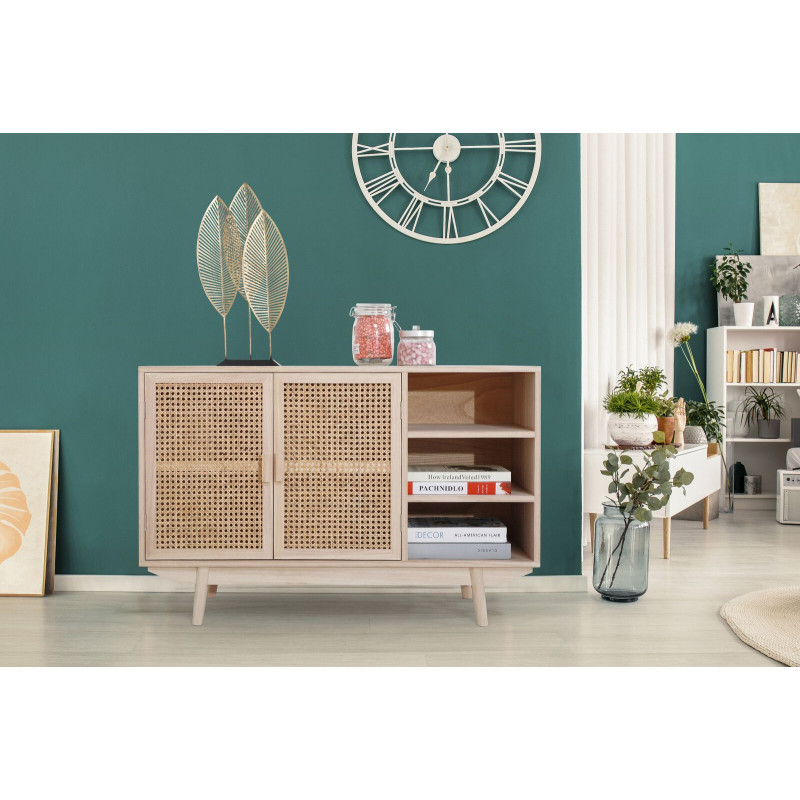 Buffet cannage bois naturel 2 portes...