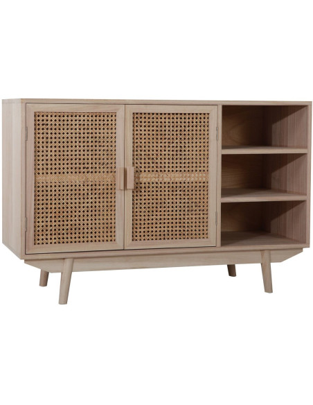 Buffet cannage bois naturel 2 portes 100x36x65 cm Leksand