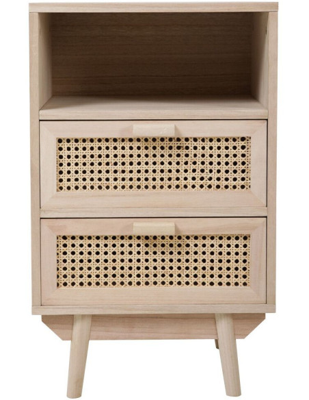 Table de chevet cannage bois naturel 2 tiroirs 42x36x68 cm Leksand