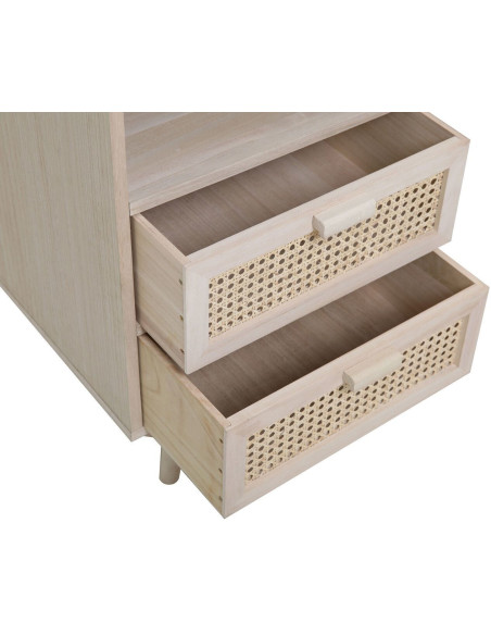 Table de chevet cannage bois naturel 2 tiroirs 42x36x68 cm Leksand