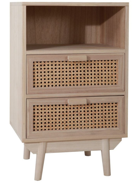 Table de chevet cannage bois naturel 2 tiroirs 42x36x68...