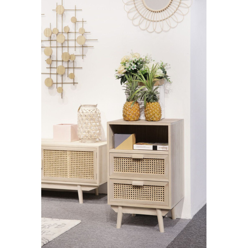 Table de chevet cannage bois naturel...
