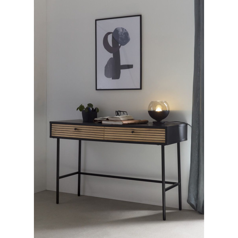 Bureau bois métal noir 2 tiroirs...