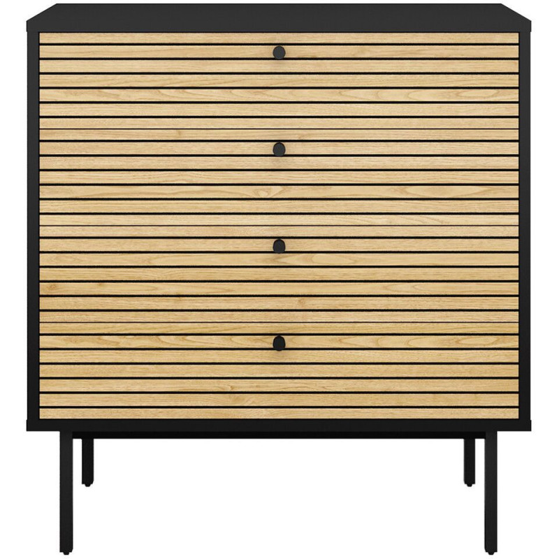 Commode 4 tiroirs bois métal noir...