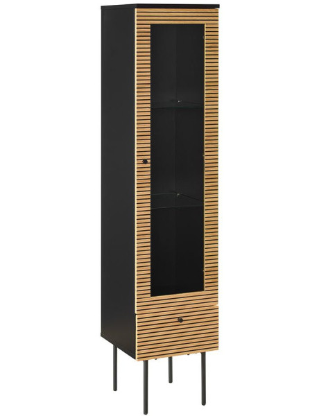 Vitrine 1 porte noir et chêne 79x43x179 cm Haderslev