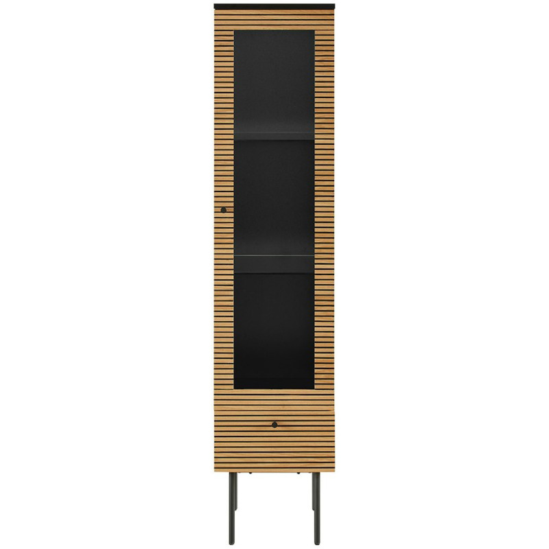 Vitrine 1 porte noir et chêne...