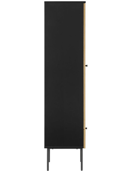 Vitrine 1 porte noir et chêne 79x43x179 cm Haderslev