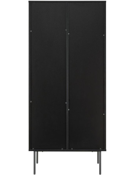Vitrine 2 portes noir et chêne 2 tiroirs 79x43x179 cm Haderslev