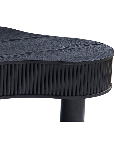 Table basse organique noire lamelles bois massif 116x77x32 cm Tvedestrand