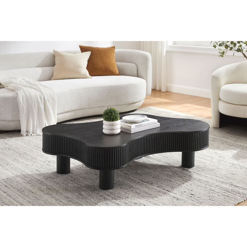 Table basse organique noire lamelles...