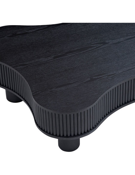 Table basse organique noire lamelles bois massif 116x77x32 cm Tvedestrand