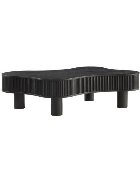Table basse organique noire lamelles bois massif...