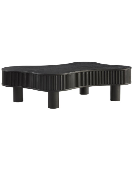 Table basse organique noire lamelles bois massif 116x77x32 cm Tvedestrand