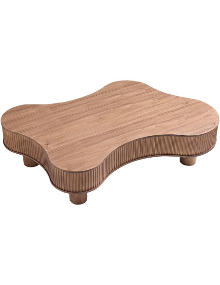 Table basse noyer organique lamelles bois massif 116x77x32 cm Tvedestrand