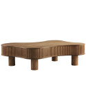 Table basse noyer organique lamelles bois massif 116x77x32 cm Tvedestrand