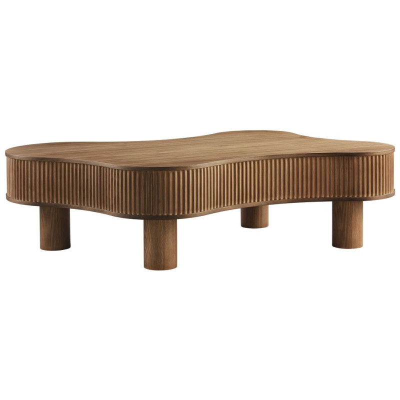 Table basse noyer organique lamelles...