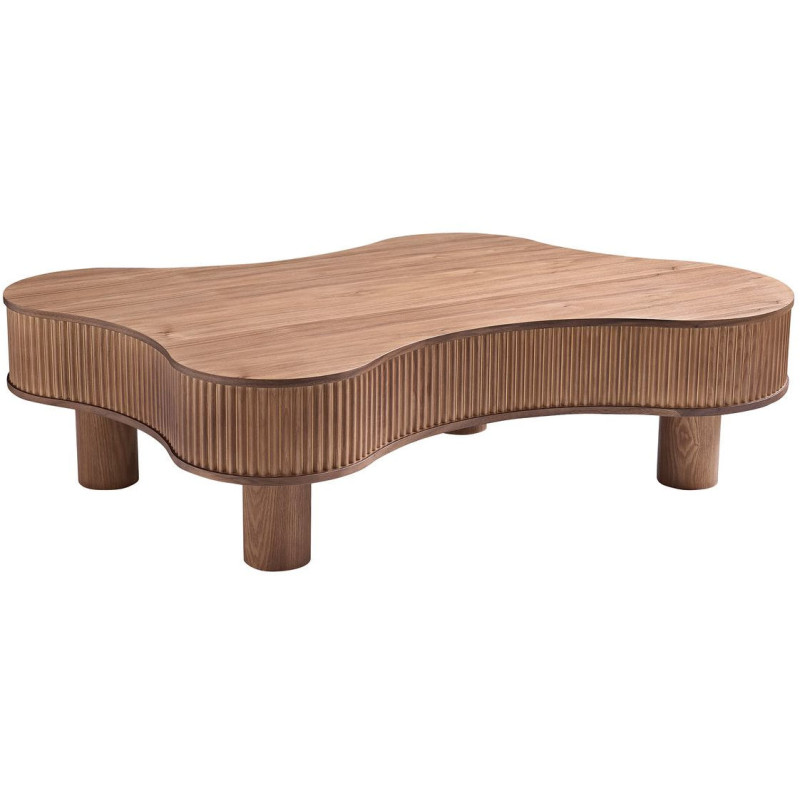 Table basse noyer organique lamelles...