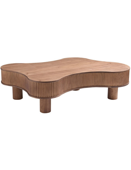 Table basse noyer organique lamelles bois massif 116x77x32 cm Tvedestrand
