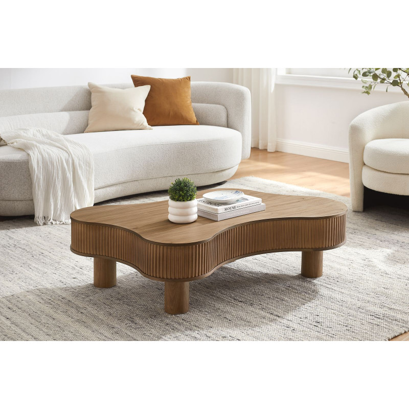 Table basse noyer organique lamelles...
