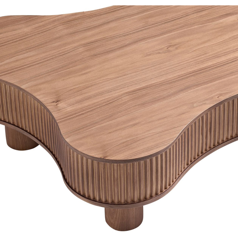 Table basse noyer organique lamelles...