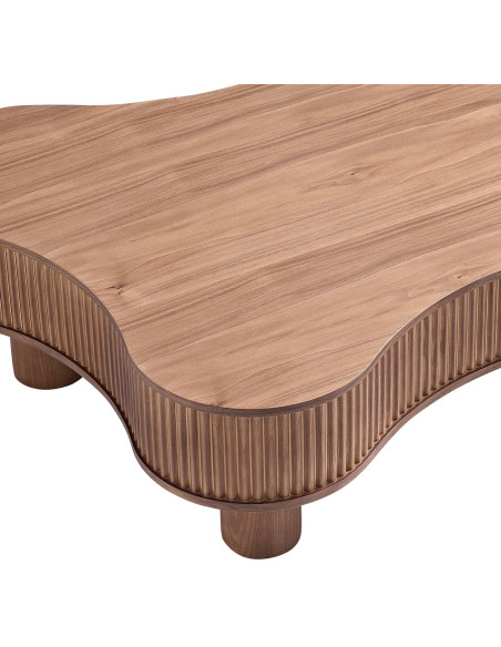 Table basse noyer organique lamelles bois massif 116x77x32 cm Tvedestrand