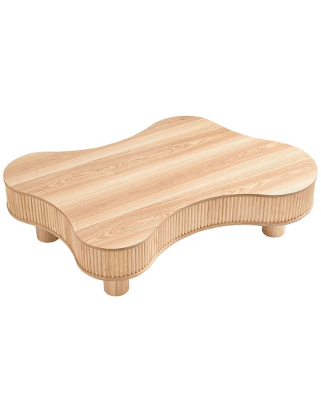 Table basse organique bois naturel lamelles frêne 116x77x32 cm Tvedestrand