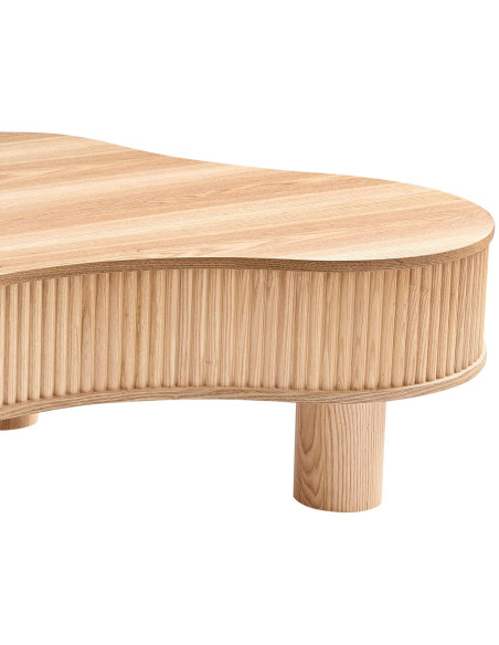 Table basse organique bois naturel lamelles frêne 116x77x32 cm Tvedestrand