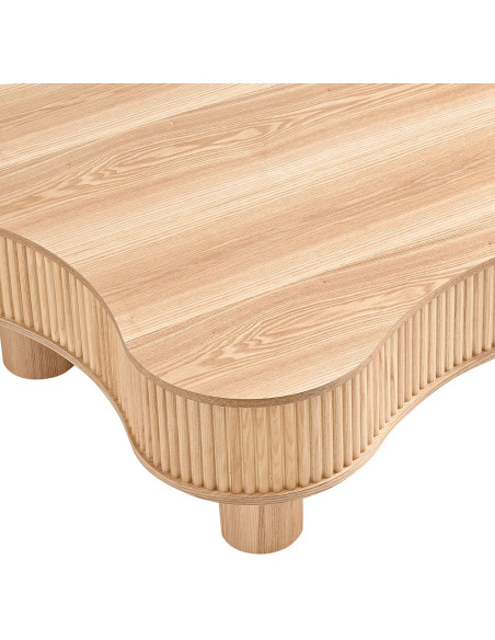 Table basse organique bois naturel lamelles frêne 116x77x32 cm Tvedestrand