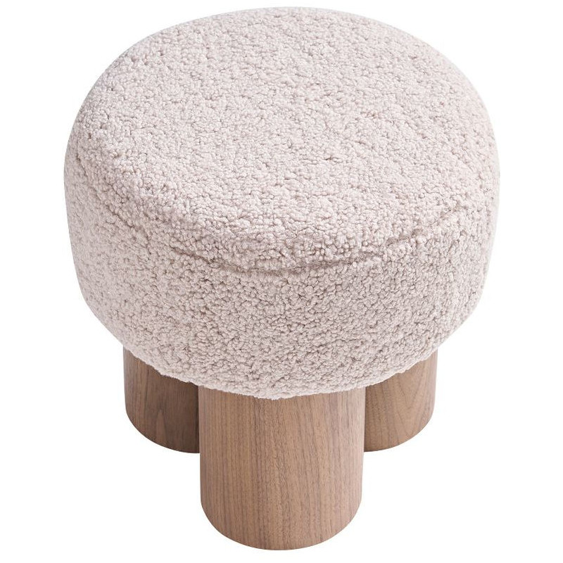 Pouf rond bouclette teddy noyer...