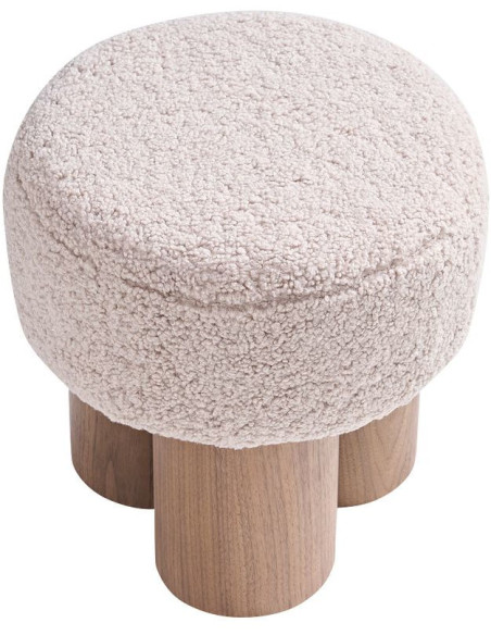 Pouf rond bouclette teddy noyer Ø50x49 cm Farsund
