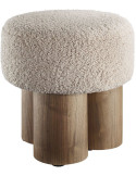 Pouf rond bouclette teddy noyer Ø50x49 cm Farsund