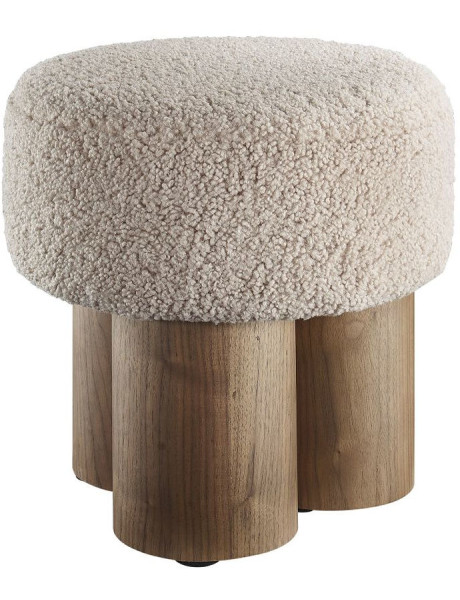 Pouf rond bouclette teddy noyer Ø50x49 cm Farsund