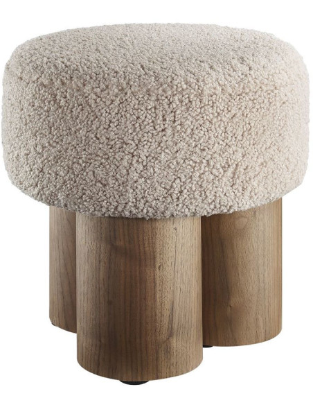 Pouf rond bouclette teddy noyer Ø50x49 cm Farsund