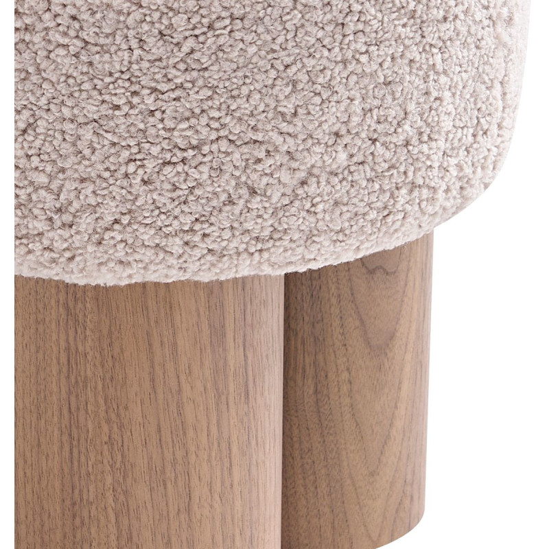 Pouf rond bouclette teddy noyer...