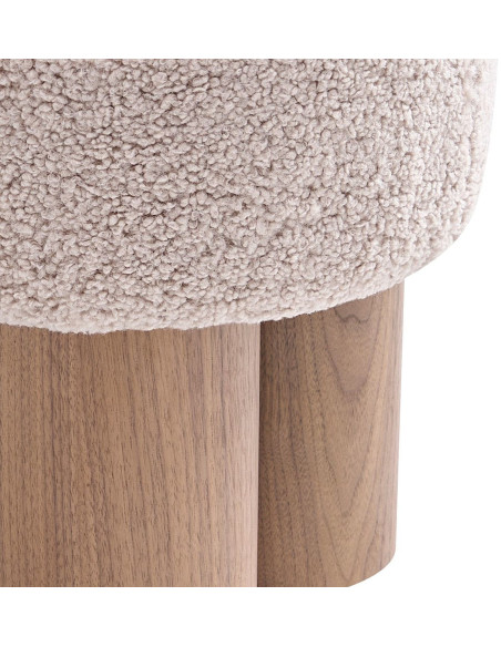 Pouf rond bouclette teddy noyer Ø50x49 cm Farsund