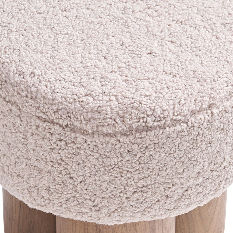Pouf rond bouclette teddy noyer...