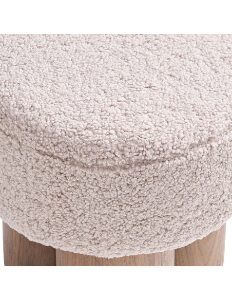 Pouf rond bouclette teddy noyer Ø50x49 cm Farsund