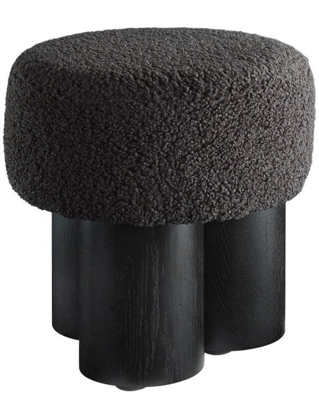 Pouf rond bouclette gris anthracite Ø50x49 cm Farsund