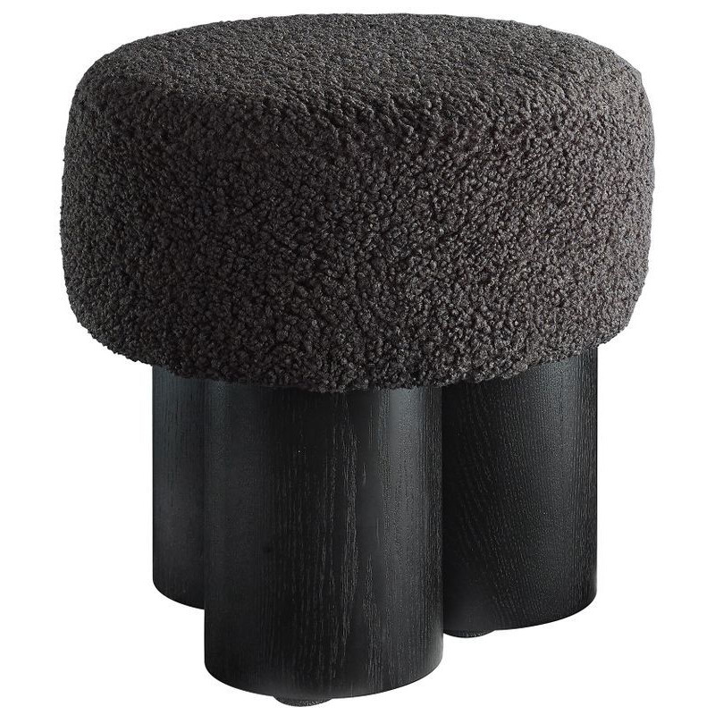 Pouf rond bouclette gris anthracite...